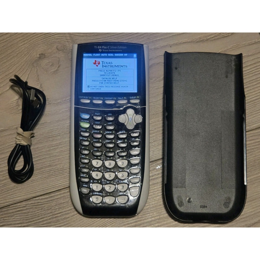 TI-84 Plus C Silver Edition Graphing Calculator -TESTED W/ USB Cable And Case